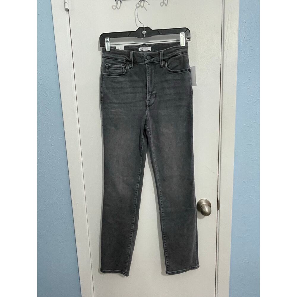 Good American Gray Straight Leg Jeans